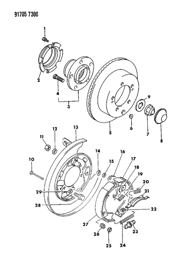 1991 Dodge Stealth Rear, Brake Disc Diagram