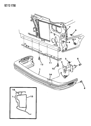 1992 Chrysler New Yorker Salon Fascia, Front Diagram