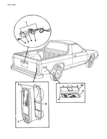 1984 Dodge Rampage Lamps & Wiring - Rear Diagram 2 - Thumbnail