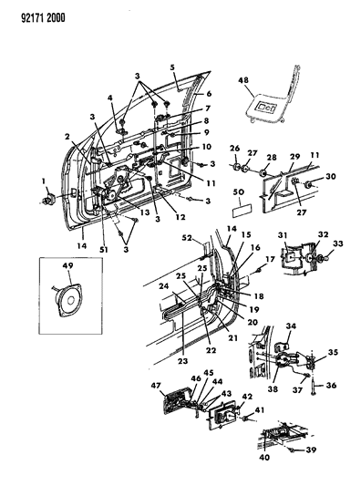 1992 Chrysler LeBaron GTC Door, Front Complete Less Weatherstrip And Runs Diagram 1 - Thumbnail