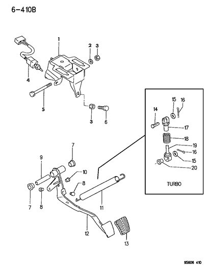 1996 Chrysler Sebring Coupe Clutch Pedal Diagram