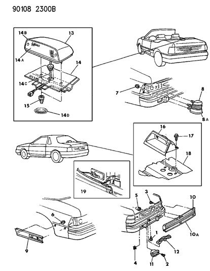 1990 Chrysler LeBaron Backup Lamp Assembly, Rear Diagram for 4321560