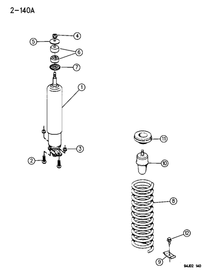 1995 Jeep Cherokee Spring Cushion Diagram for 52004295