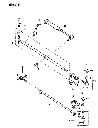 1993 Jeep Wrangler Outer Tie Rod Diagram for 52006602