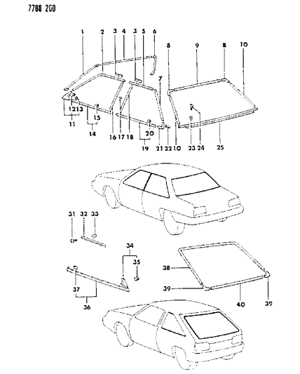 1987 Dodge Colt Mouldings - Exterior View Diagram 2 - Thumbnail