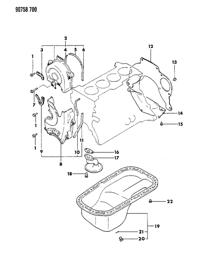 1990 Dodge Colt Oil Pan & Timing Belt Cover Diagram 2 - Thumbnail