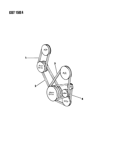 1988 Dodge Dakota Power Steering Belt Diagram for B0013426