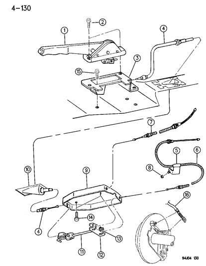 1994 Jeep Grand Cherokee Tensioner Parking Brake Cable Diagram for 52007842