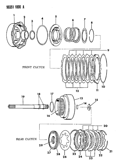 1990 Dodge W150 Spring, Front Clutch Piston, Orange W/225 Engine Diagram for 4329809