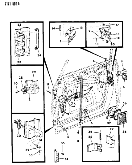 1987 Dodge Omni Window Regulator Diagram for 5231743