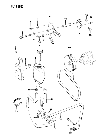 1988 Jeep Cherokee Power Steering Return Hose Diagram for 52003140