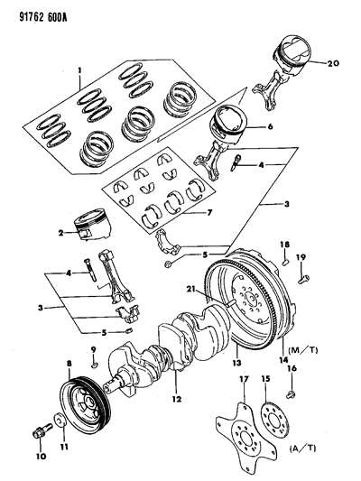1991 Dodge Stealth Crankshaft & Pistons Diagram 2 - Thumbnail