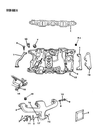 1989 Chrysler Fifth Avenue Gasket Set, Intake Manifold (Except Ele 4 BBL Police) Diagram for 4494462