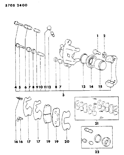 1986 Dodge Colt Brakes, Front Diagram 1 - Thumbnail