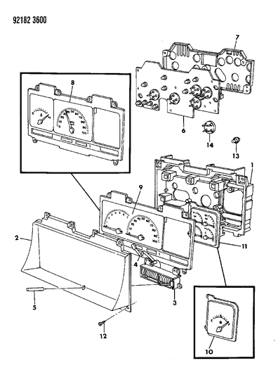 1992 Dodge Caravan Speedometer Head Diagram for 5268355