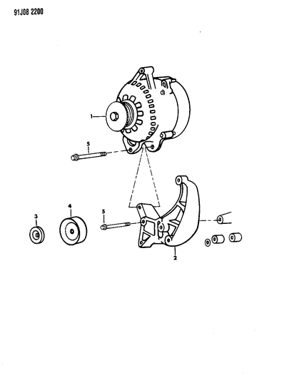 1993 Jeep Grand Wagoneer Alternator & Mounting Diagram 2 - Thumbnail