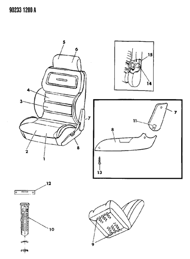 1990 Chrysler LeBaron GTC Front Seat Diagram 3 - Thumbnail