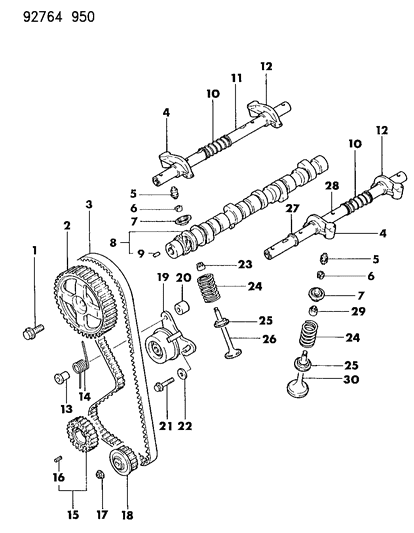 1993 Dodge Ram 50 Belt, Valve Timing Diagram for MD189522