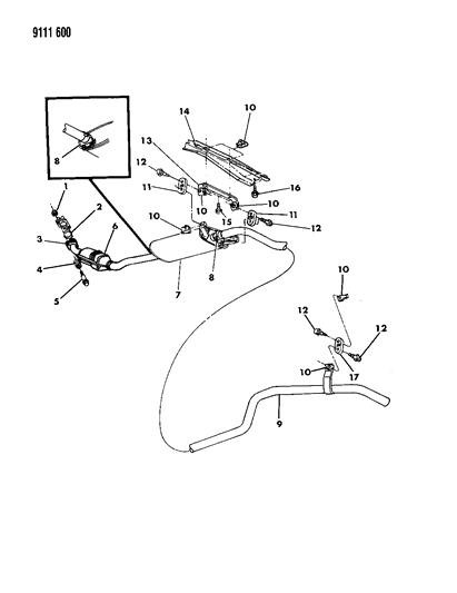 1989 Dodge Caravan Exhaust System Diagram 1 - Thumbnail