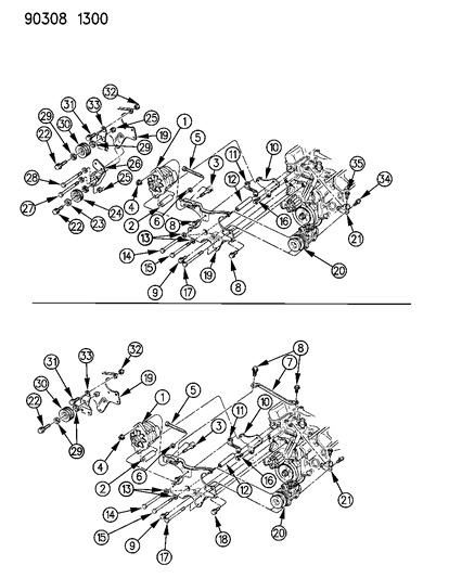 1992 Dodge Ram Wagon Alternator & Mounting Diagram 2 - Thumbnail