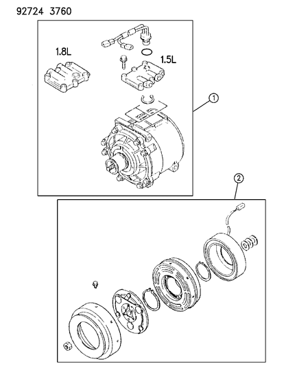 1994 Dodge Colt Compressor, Air Conditioner Diagram 1 - Thumbnail