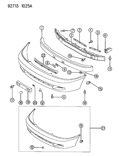 1994 Dodge Colt License Bracket Diagram for MB545964