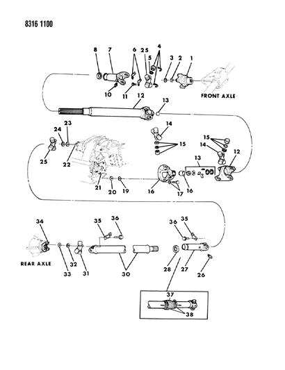 1989 Dodge W150 Axle Assembly Clamp Diagram for 4428723
