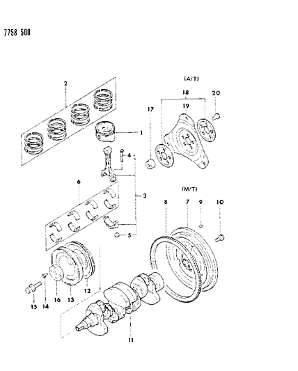 1988 Dodge Colt Flywheel, W/Manual Transmission Diagram for MD030645