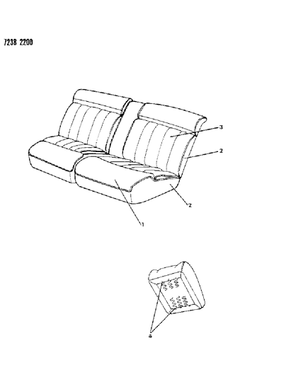 1987 Dodge 600 Sedan Rear Seat Diagram 1 - Thumbnail
