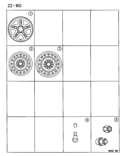 1996 Chrysler Sebring Convertible Wheels & Hardware Diagram