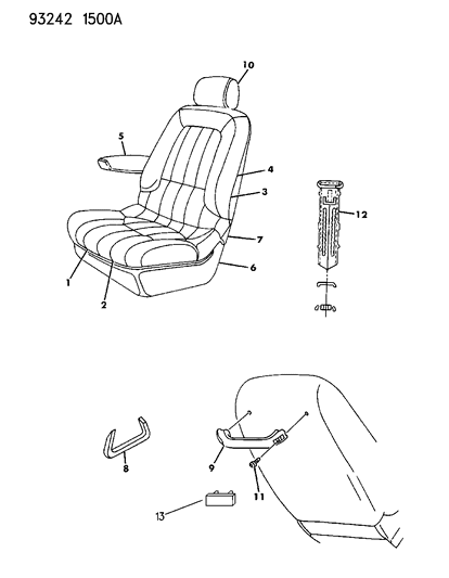1993 Dodge Caravan Front Seat Diagram 1 - Thumbnail