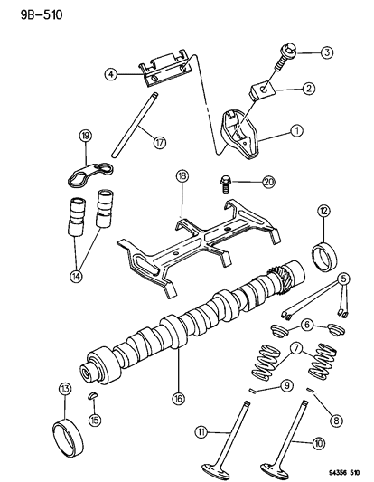 1994 Dodge Ram Wagon Camshaft & Valves Diagram 1 - Thumbnail