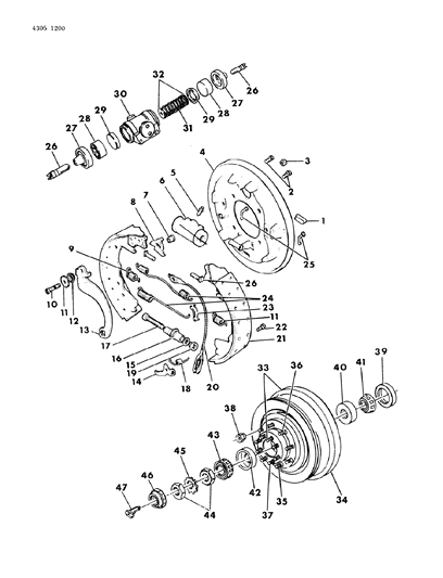 1984 Dodge Ram Wagon Brakes, Rear Diagram 1 - Thumbnail