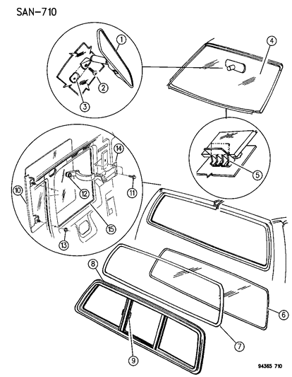 1996 Dodge Dakota Weatherstrip Diagram for 4482152