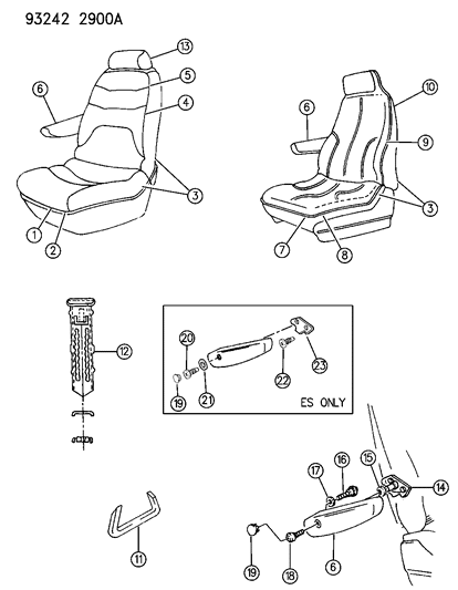 1993 Dodge Caravan Rear Seat Diagram 1 - Thumbnail