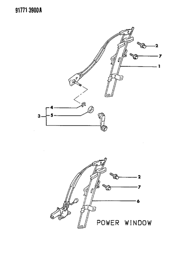 1991 Dodge Stealth Door, Front Regulators Diagram