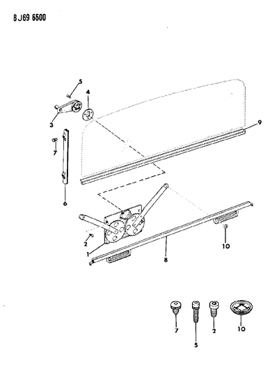 1987 Jeep Grand Wagoneer Regulator - Tailgate Glass Diagram 2 - Thumbnail