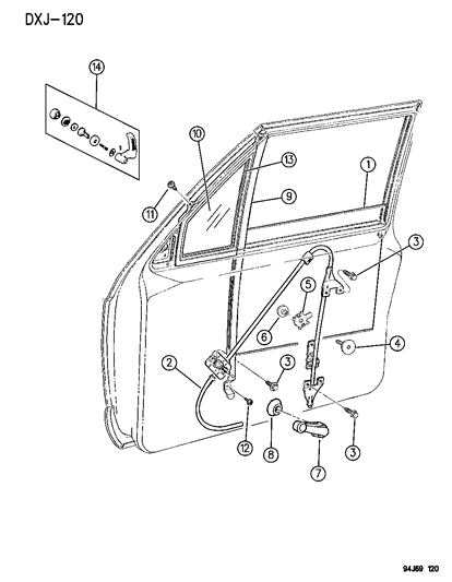 1996 Jeep Cherokee Handle Diagram for 5AB84LX9