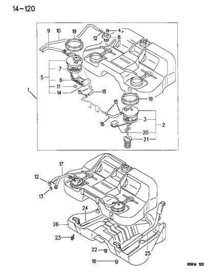 1996 Chrysler Sebring Gauge Unit, Tank Diagram for MB863961