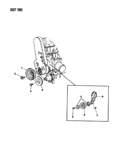 1989 Dodge Dakota Drive Pulleys Diagram 1 - Thumbnail