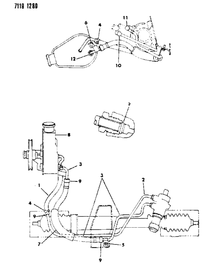 1987 Chrysler LeBaron Tube W/Nut, Power Steering Pump Return Hose, 1.6L Engine Diagram for 3815846
