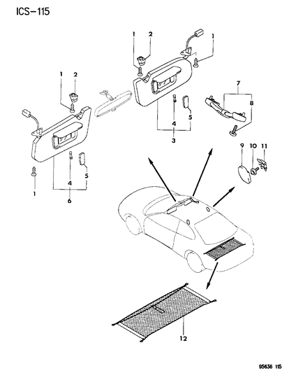 1996 Chrysler Sebring Holder, Sunvisor Diagram for MR711724
