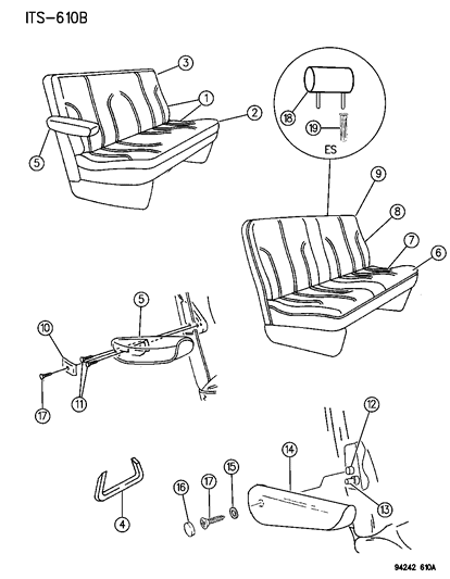 1994 Dodge Grand Caravan Rear Seat Diagram 4 - Thumbnail