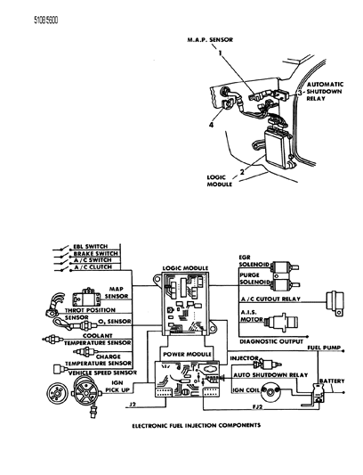 1985 Chrysler LeBaron Logic Module, Turbo W/Auto. Diagram for R5227935