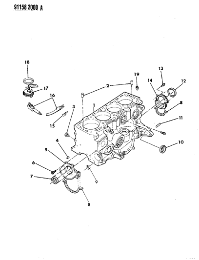 1991 Dodge Shadow Short Block Diagram for R0525192