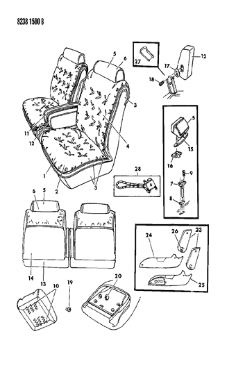 1988 Chrysler New Yorker Turbo Front Seat Diagram 1 - Thumbnail