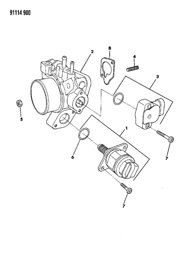 1991 Chrysler LeBaron GTC Throttle Body Diagram 2 - Thumbnail