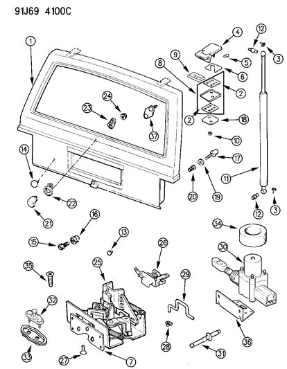 1991 Jeep Cherokee Screw And Washer Hexagon Head M6X1X20 Setup Diagram for 6502407