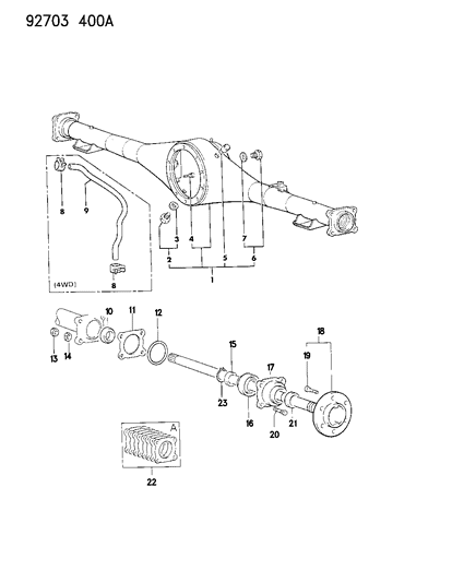 1992 Dodge Ram 50 Axle Seals Diagram for MB837719