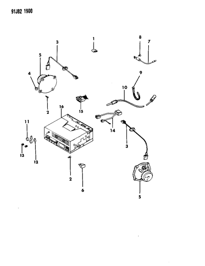 1991 Jeep Comanche Radio Speakers & Knobs Diagram 2 - Thumbnail